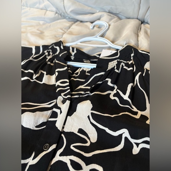 Fransa NWT black white loose fit short sleeve blouse size XL - Picture 12 of 13